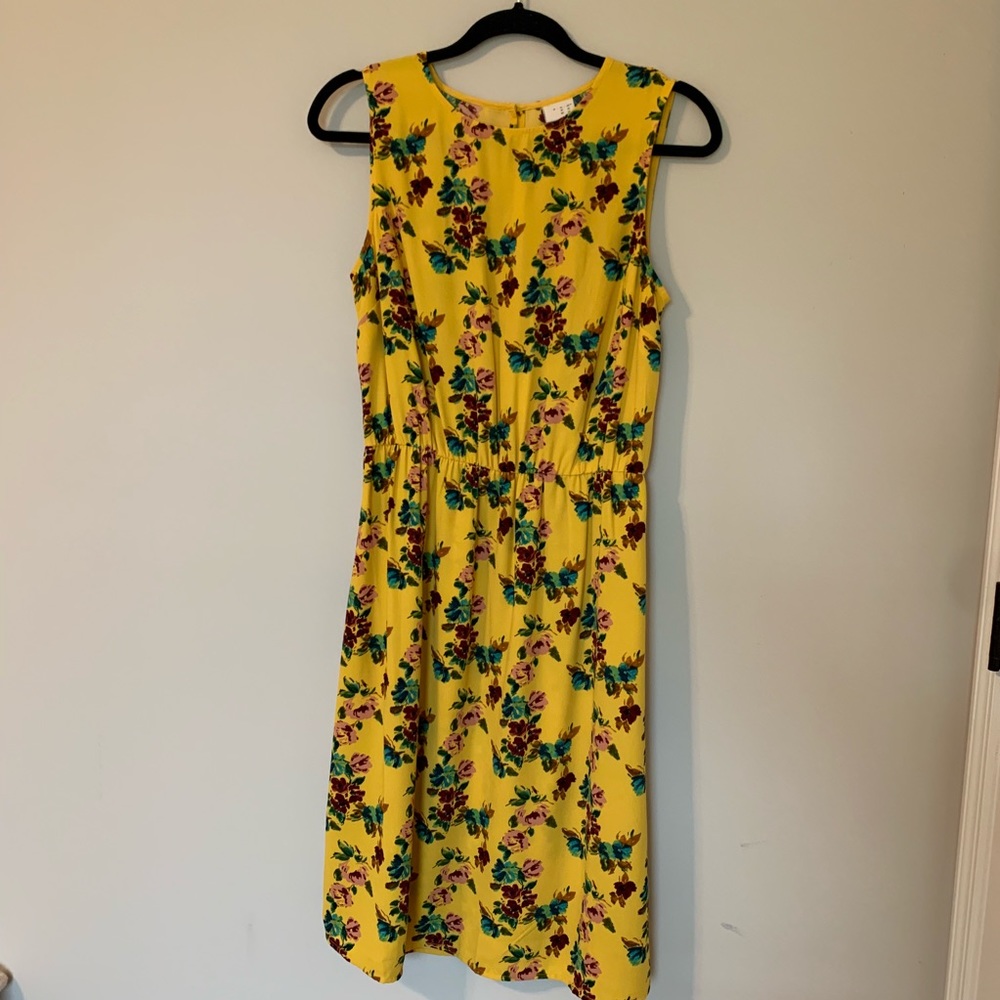 A New Day Yellow Floral Midi Dress